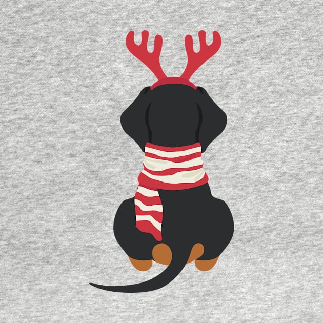 Smooth Dachshund Back at Christmas by JunkyDotCom